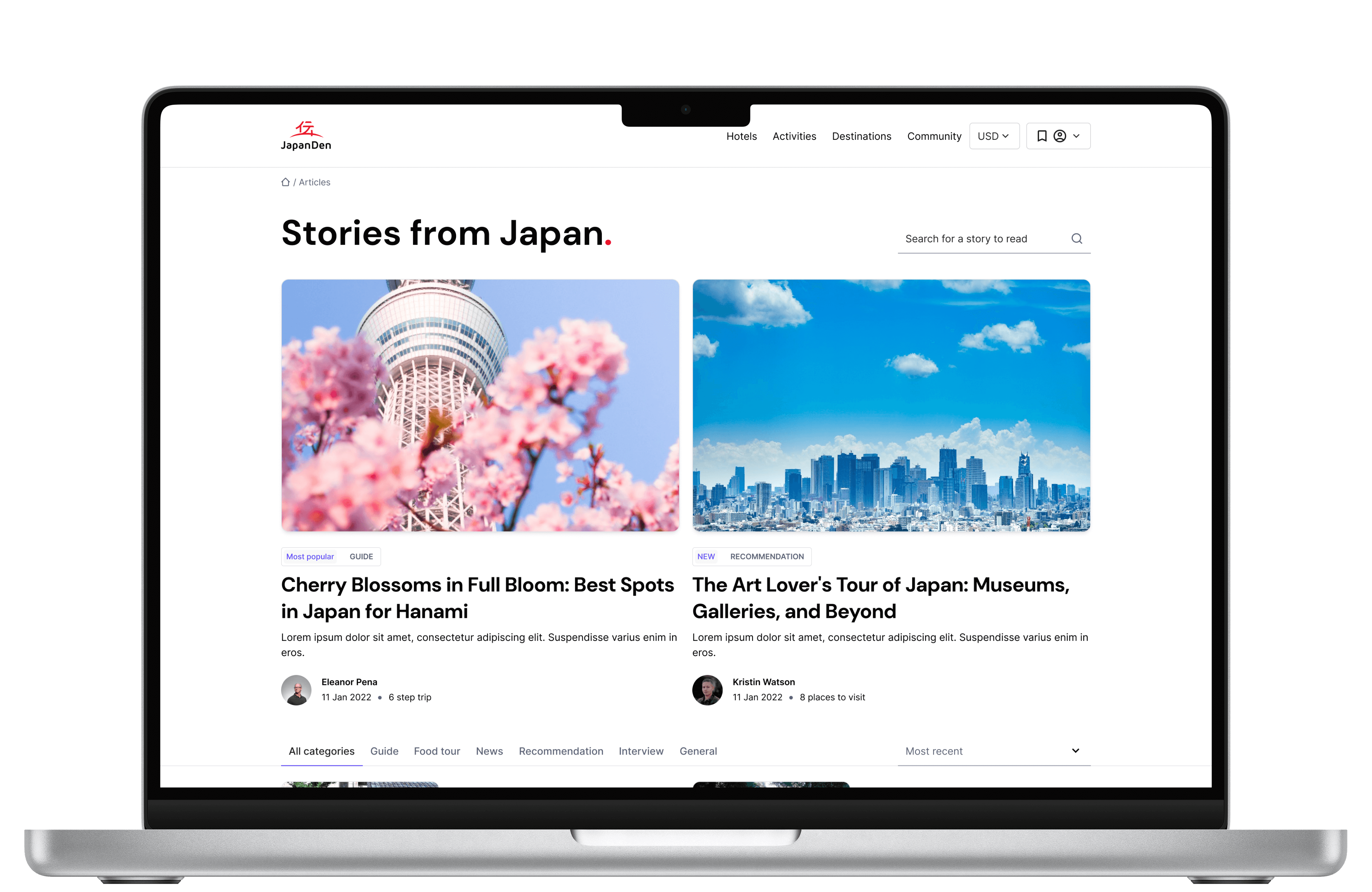 JapanDen platform screenshot